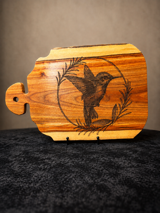 The Hummingbird Garden — One-of-a-Kind Canarywood Serving Board