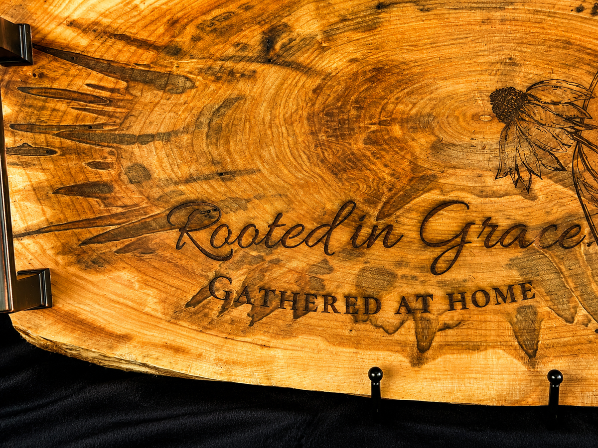 Rooted in Grace – Handcrafted Live Edge Artisan Maple Serving Tray