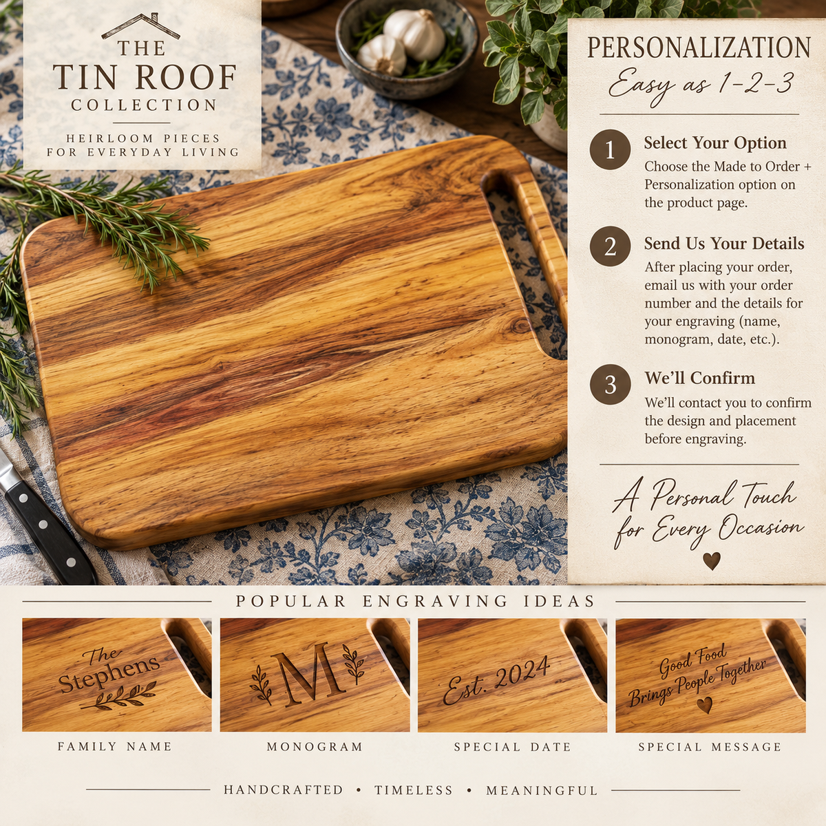 One-of-a-Kind Canarywood Cutting Board | Handcrafted & Personalizable
