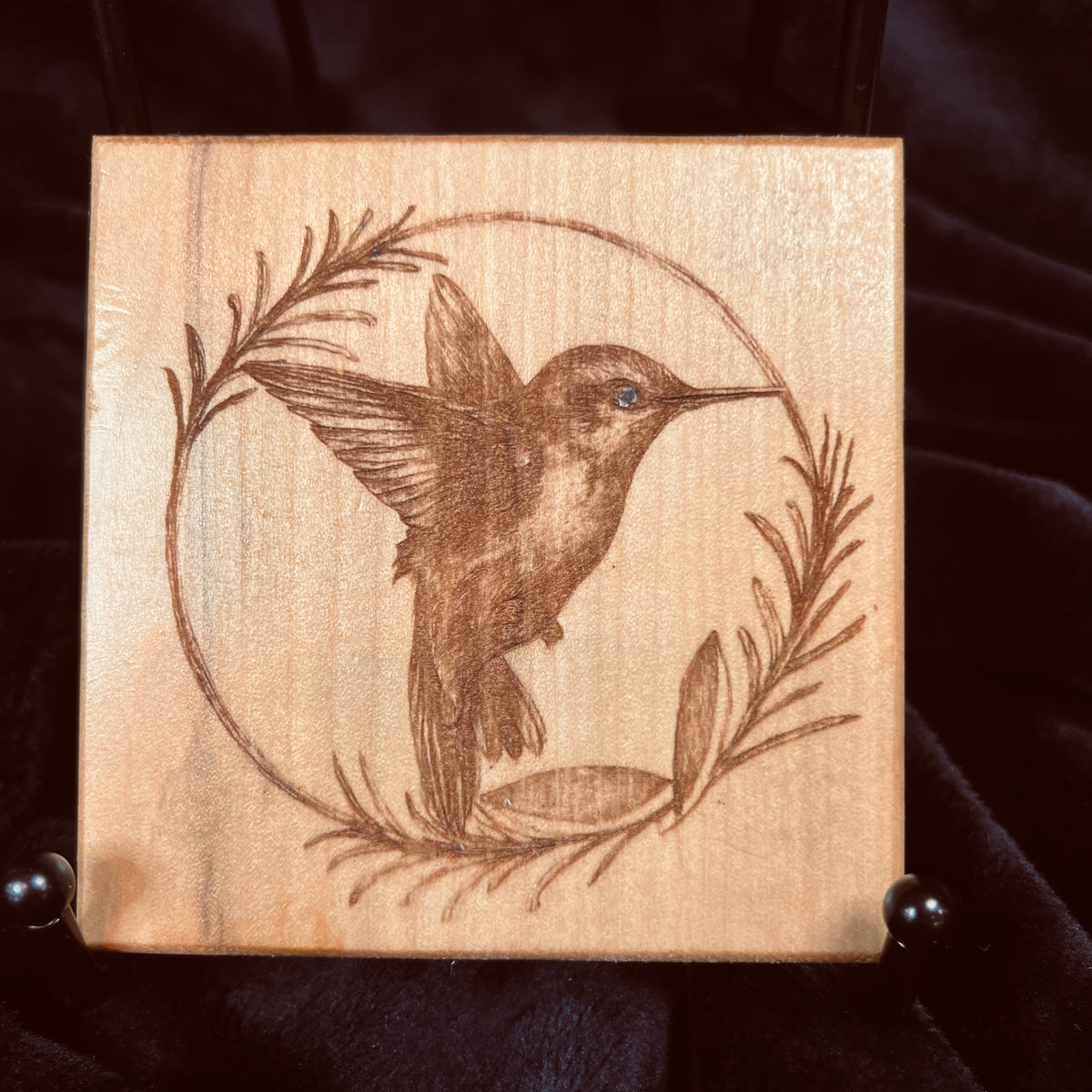 Engraved Bird Coaster Set | Handcrafted Poplar Wood – Set of 4