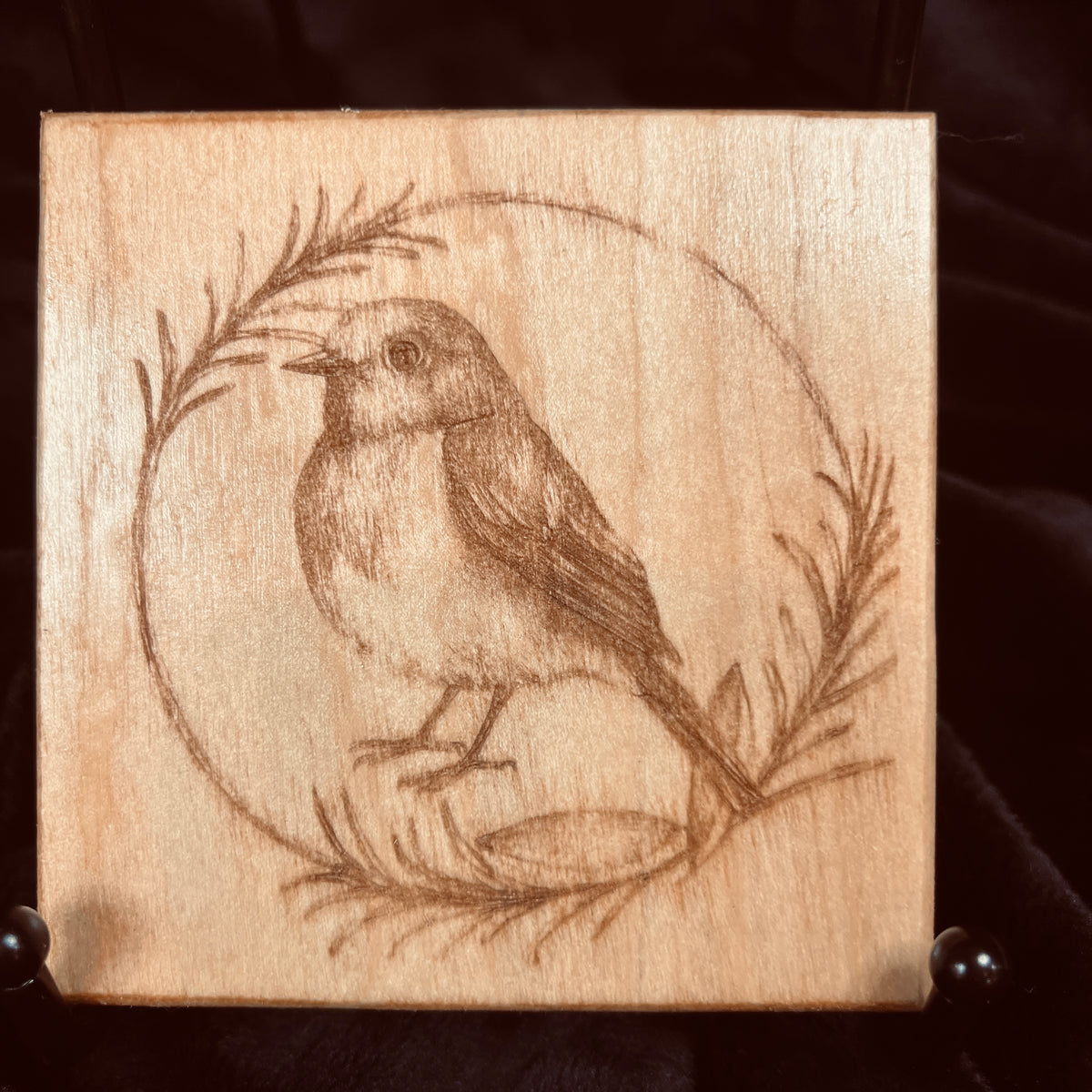 Engraved Bird Coaster Set | Handcrafted Poplar Wood – Set of 4