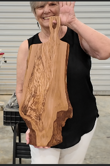 Large 27-inch olive wood gathering board shown for scale.