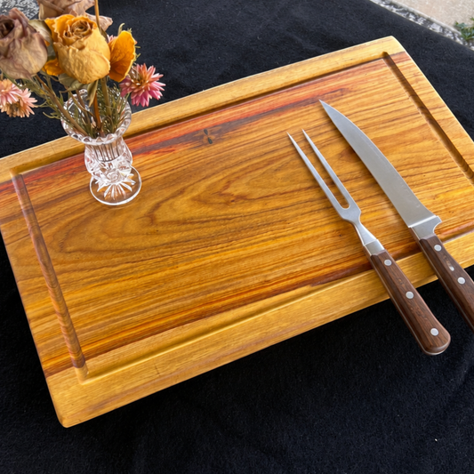 Handcrafted Live Edge Canarywood Cutting Board with Juice Groove