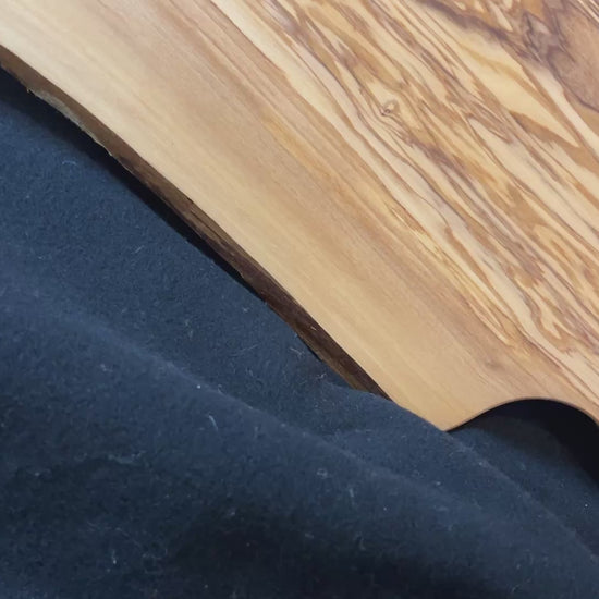 Video showing the grain, live edge, and natural character of The Olive Grove Gathering Board.